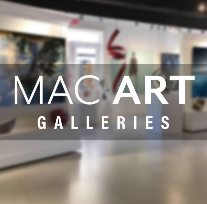 MAC Art Galleries logo over a blurred gallery interior
